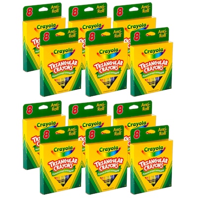 Crayola Anti-Roll Triangular Crayons, 8/Box, 12 Boxes (BIN524008-12)