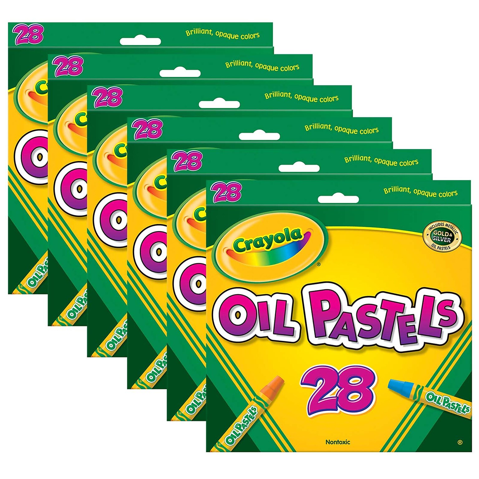 Crayola Oil Pastels, Assorted Colors, 28/Box, 6 Boxes/Bundle (BIN524628-6)
