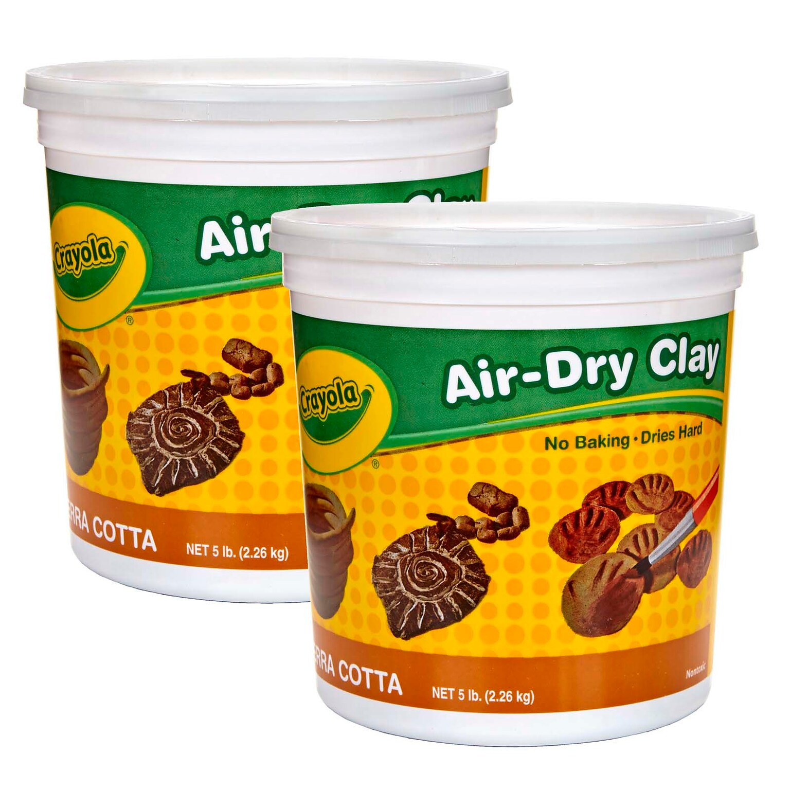 Crayola Air-Dry Clay, Terra Cotta, 5 lb Tub, Pack of 2 (BIN572004-2)