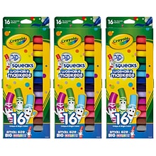 Crayola Pip Squeaks Washable Markers, Conical Tip, Assorted, 16/Box, 3 Boxes (BIN588703-3)