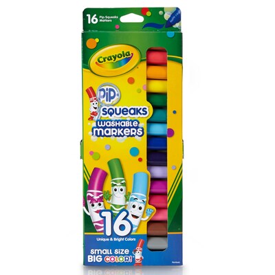 Crayola Pip Squeaks Washable Markers, Conical Tip, Assorted, 16/Box, 3 Boxes (BIN588703-3)