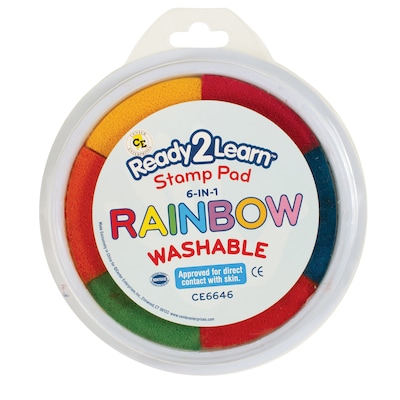 Ready 2 Learn Jumbo 6-in-1 Circular Washable Stamp Pad, Rainbow, 3/Pack (CE-6646-3)