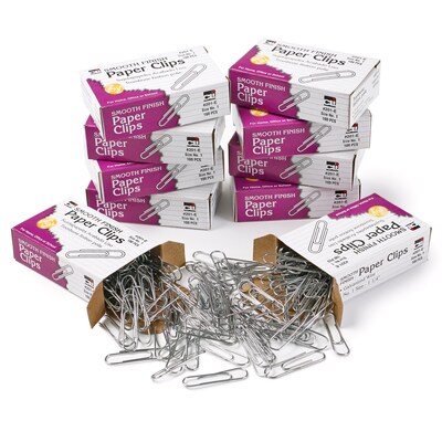Charles Leonard Standard Paper Clips, Silver, 1000 Clips/Pack, 10/Bundle(CHL201E-10)