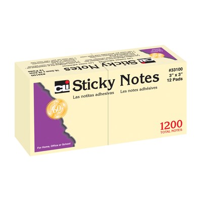 CLI Notes, 3 x 3, 100 Sheet/Pad, 12 Pads/Pack (CHL33100-3)