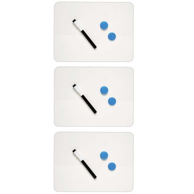 Charles Leonard 2-Sided Magnetic Plastic Mobile Dry-Erase Whiteboard, 9 x 12, 3/Pack (CHL35130-3)