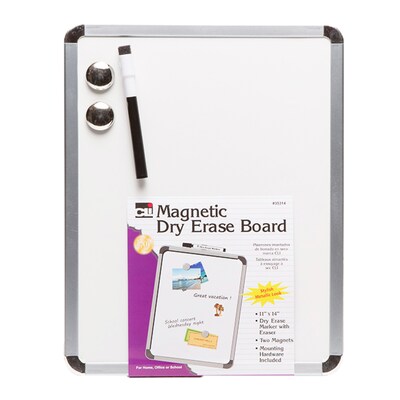 Charles Leonard Magnetic Plastic  Dry-Erase Whiteboard, Aluminum Framed, 11" x 14", Pack of 3 (CHL35314-3)