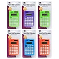 CLI Primary 8-Digit Battery/Solar Powered Basic Calculator, Assorted Colors, 6/Bundle (CHL39100-6)