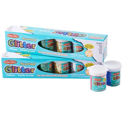 Charles Leonard Creative Arts Glitter Set, Assorted Colors, 12 Per Pack, 2 Packs (CHL41012-2)