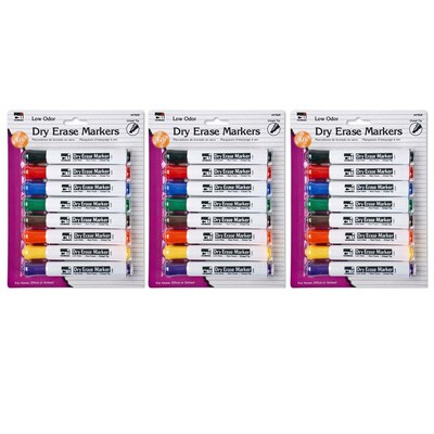 CLI Dry Erase Markers, Chisel Tip, Assorted, 8/Pack, 3 Packs (CHL47828-3)