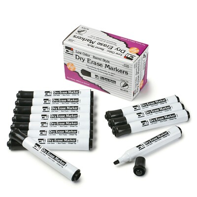 CLI Dry Erase Markers, Chisel Tip, Black, 12/Pack, 3 Packs (CHL47920-3)