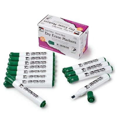 CLI Dry Erase Markers, Chisel Tip, Green, 12/Pack, 3 Packs (CHL47925-3)