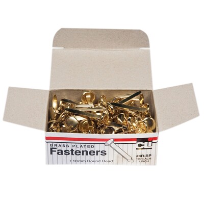 CLI Paper Fasteners, 1 Capacity, Brass, 100/Box, 10 Boxes (CHL4RBP-10)