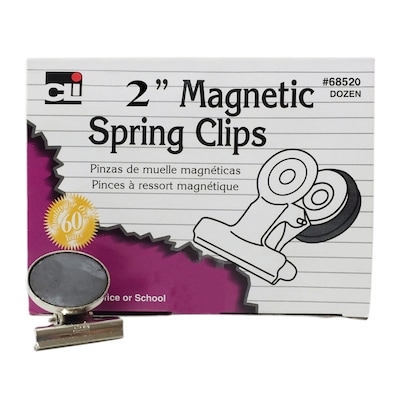 Charles Leonard Magnetic Spring Clips, 2, Silver, 12 Per Box, 3 Boxes (CHL68520-3)