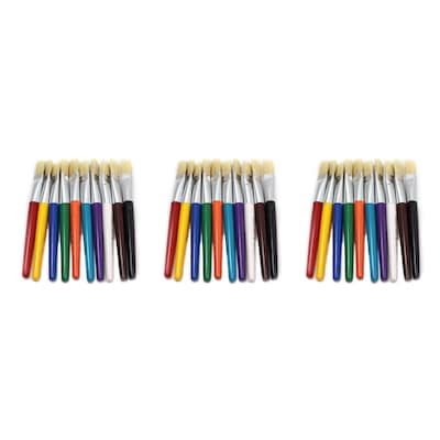 CLI Creative Arts Stubby Flat Brushes, Assorted Colors, 10 Per Pack, 3 Packs (CHL73290-3)