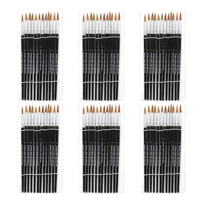 CLI Water Color Paint Brushes, #7 - 3/4" Camel Hair, Black Handle, 12 Per Set, 6 Sets (CHL73507-6)