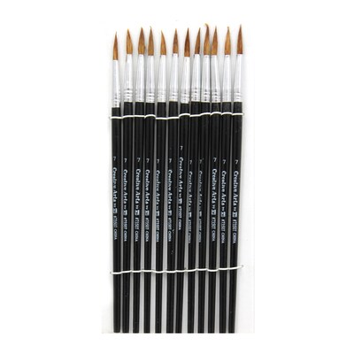 CLI Water Color Paint Brushes, #7 - 3/4 Camel Hair, Black Handle, 12 Per Set, 6 Sets (CHL73507-6)