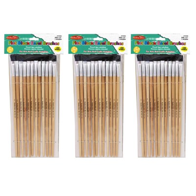 CLI Flat Easel Brushes, 0.5, Bristle, 12 Per Pack, 3 Packs (CHL73550-3)