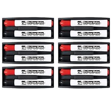 Charles Leonard Dry Erase Magnetic Whiteboard Eraser with 2 Dry Erase Markers, Red/Black, Pack of 6