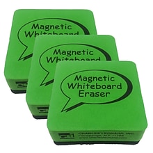 CLI Dry Erase Whiteboard Magnetic Eraser, 2x 2, Green/Black, 12 Per Pack, 3 Packs (CHL74542-3)