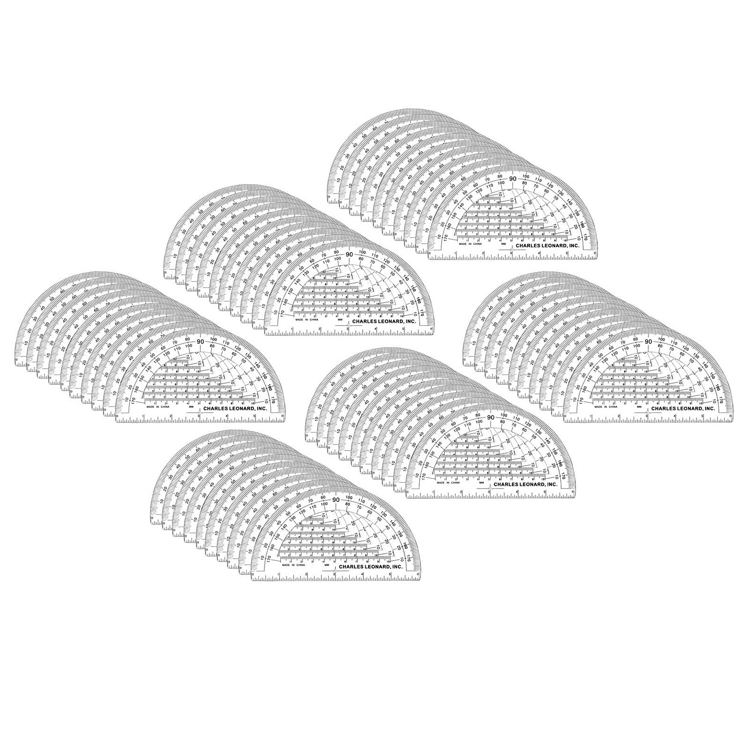 Charles Leonard Protractor, 6, Clear, 12/Pack, 5 Packs/Bundle (CHL77106IP-5)