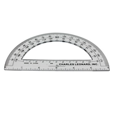 Charles Leonard Protractor, 6, Clear, 12/Pack, 5 Packs/Bundle (CHL77106IP-5)