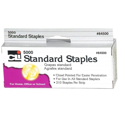 Charles Leonard Standard Staples, 1/4 Leg Length, 5000 Staples/Box, 20 Boxes (CHL84500-20)