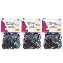 CLI Book Rings, 1 Capacity, Assorted Metallics, 50/Pack, 3 Packs (CHL85000-3)