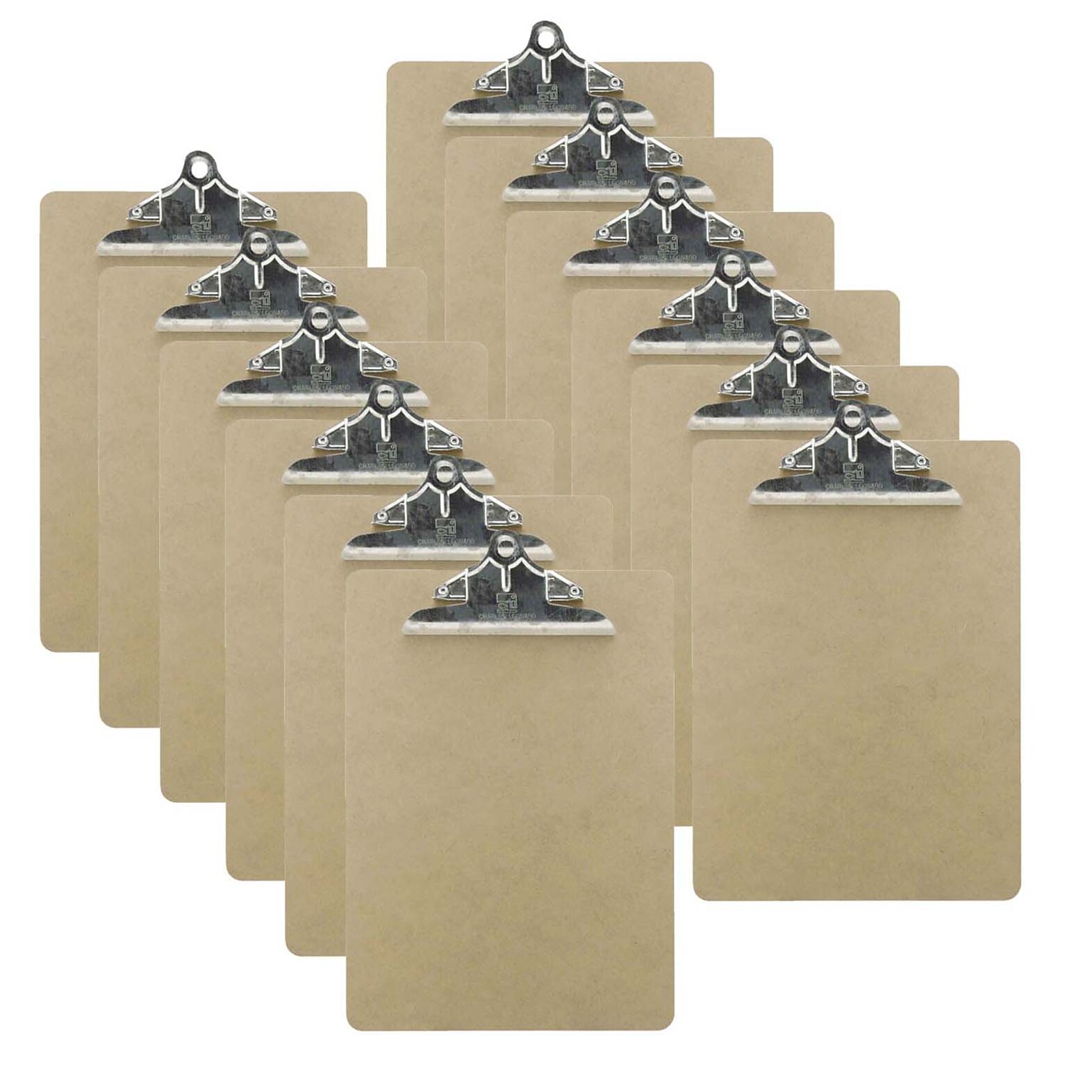 Charles Leonard Wood, Clipboard, Letter Size, Brown, Pack of 12 (CHL89243-12)