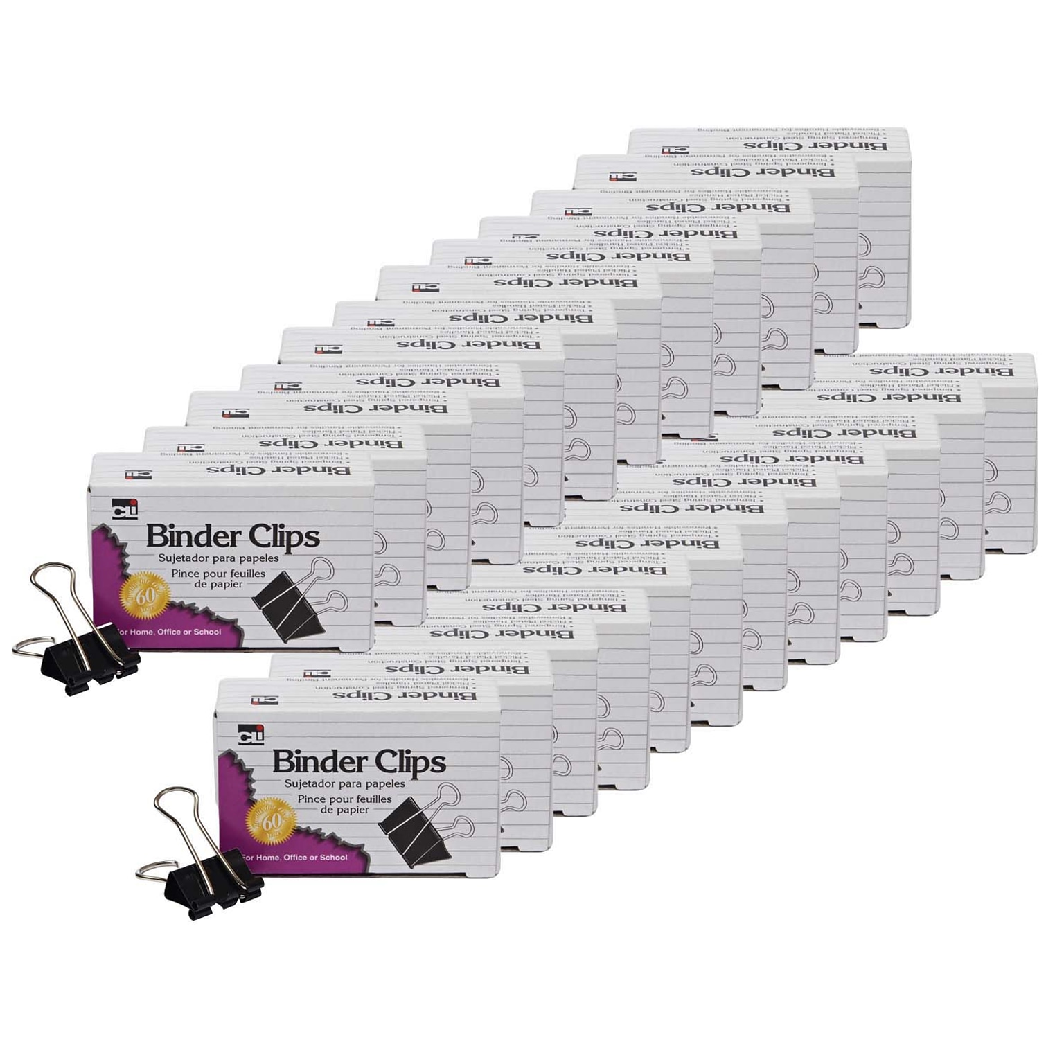 Charles Leonard Medium Binder Clips, 0.68 Capacity, Black, 12 Clips/Pack, 24 Packs/Bundle(CHLBC05-24)