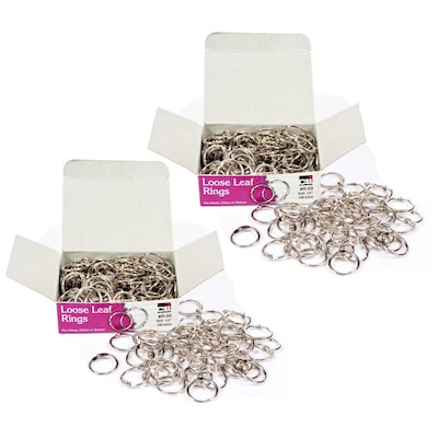 Charles Leonard Loose Leaf Book Rings, 1/2 Capacity, Silver, 100/Box, 2 Boxes/Bundle (CHLR09-2)