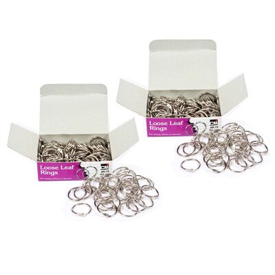 Charles Leonard Loose Leaf Book Rings, 3/4 Capacity, Silver, 100 Per Box, 2 Boxes (CHLR19-2)