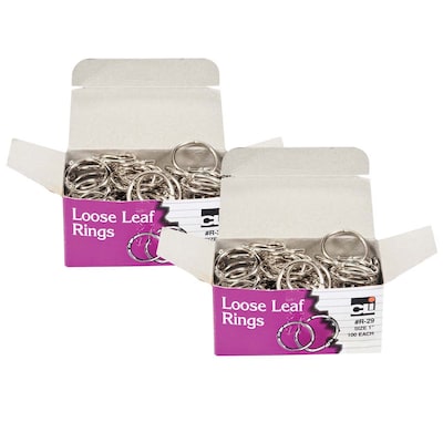 Charles Leonard Loose Leaf Book Rings, 1 Capacity, Silver, 100 Per Box, 2 Boxes (CHLR29-2)