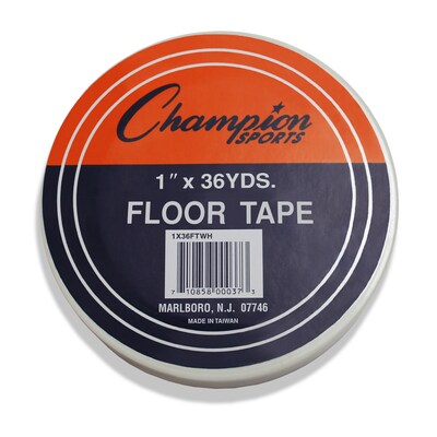 Champion Sports Floor Marking Tape, 1" x 36 yd, White, 6 Rolls (CHS1X36FTWH-6)