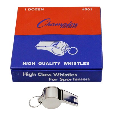 Champion Sports Medium Weight Metal Whistle, Silver 12 Per Pack, 3 Packs (CHS501-3)