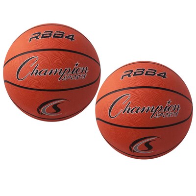 Champion Sports Intermediate Rubber Basketball, Orange/Black, Pack of 2 (CHSRBB4-2)