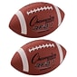 Champion Sports Official Size Rubber Football, Brown, Pack of 2 (CHSRFB1-2)