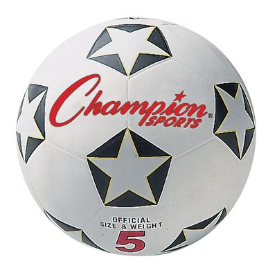 Champion Sports Rubber Soccer Ball, Size 5, White/Black, Pack of 3 (CHSSRB5-3)