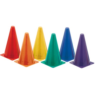 Champion Sports High Visibility Plastic Cone Set, Assorted Fluorescent Colors, 6 Per Set, 2 Sets (CH