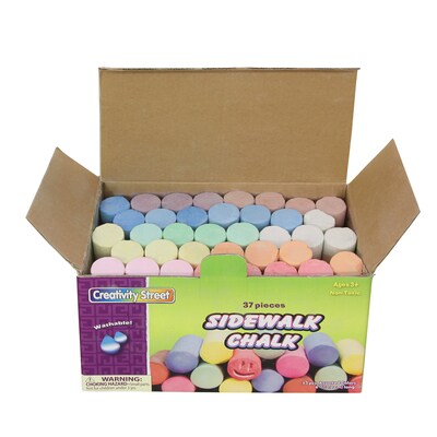 Creativity Street Sidewalk Chalk, Assorted Colors, 37/Pack, 3 Packs/Bundle (CK-1736-3)