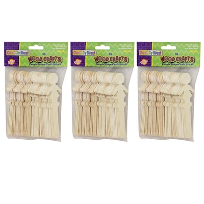 Creativity Street Natural Wood Craft Sticks, People, 5.5 Tall, 36/Pack, 3 Packs (CK-364502-3)