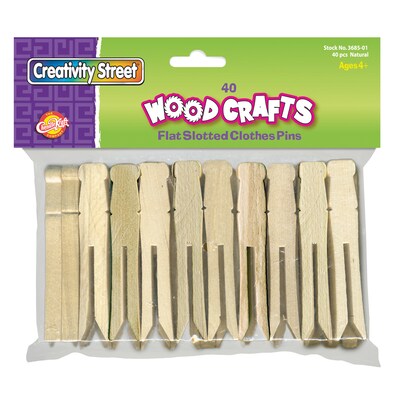 Creativity Street® Large, 3.75", Flat Slotted Clothespins, Natural, 40 Per Pack, 6 Packs (CK-368501-6)