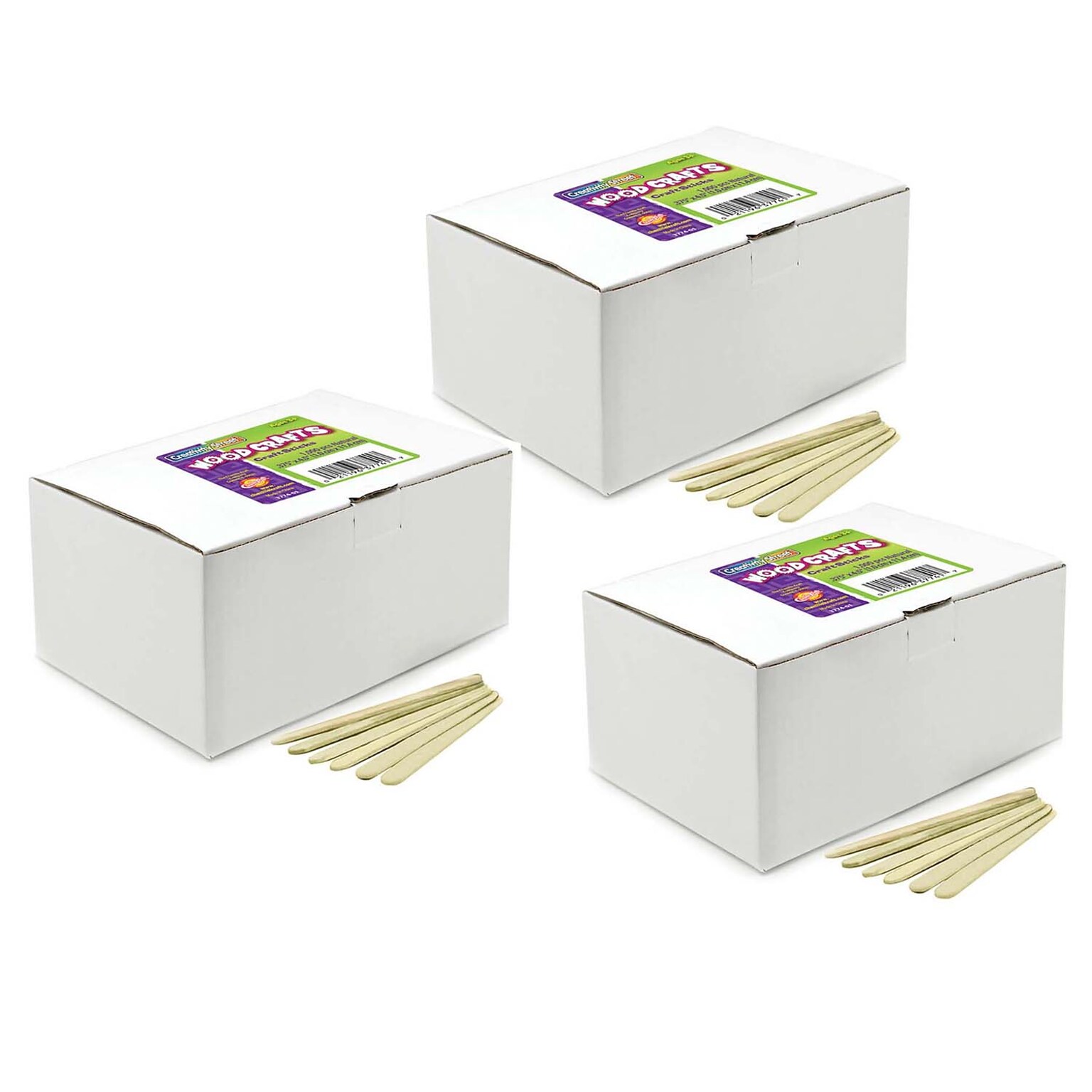 Creativity Street Economy Regular Craft Sticks, Natural, 1000/Pack, 3 Packs/Bundle (CK-377401-3)