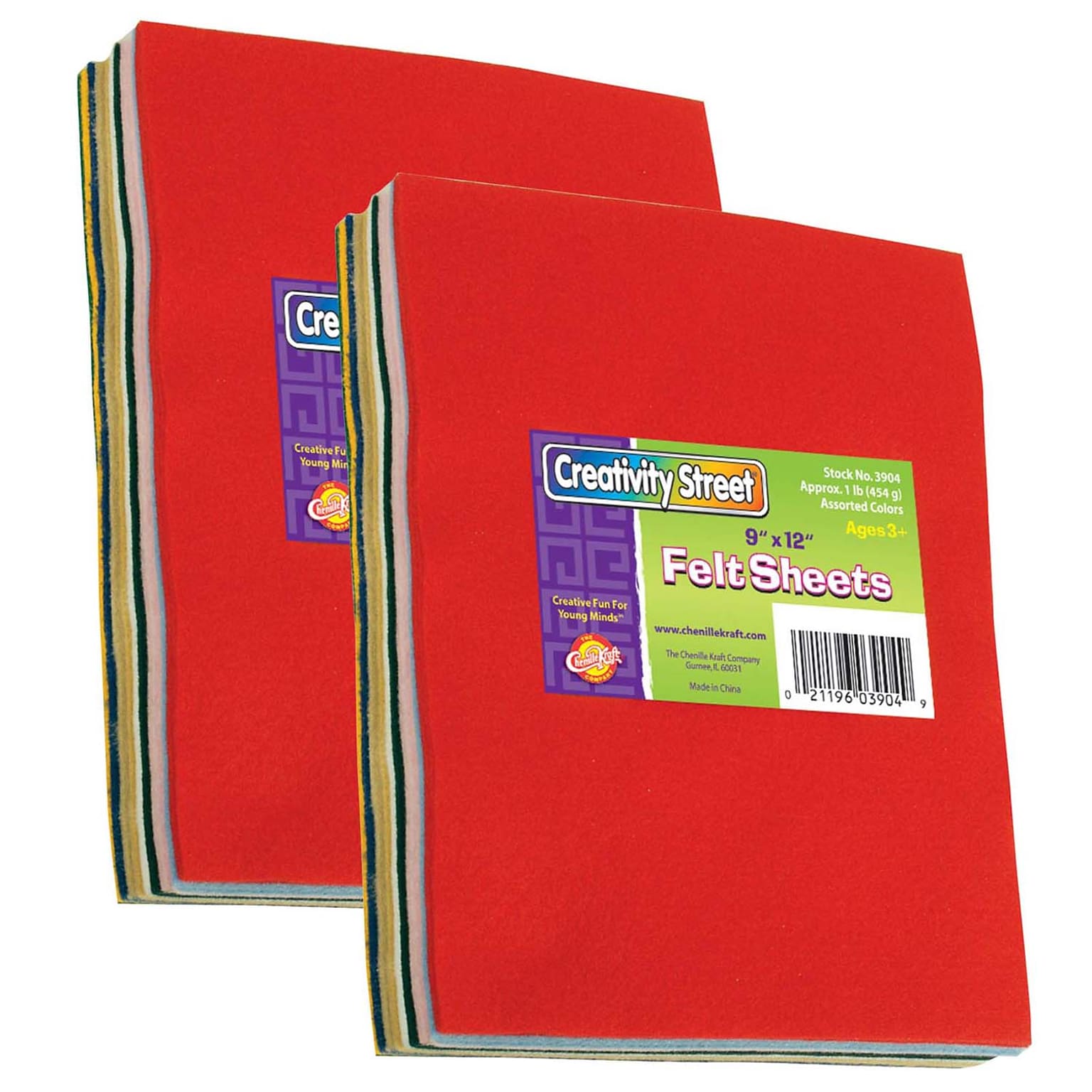 Creativity Street® Felt Sheets, Assorted Colors, 1 lb. Per Pack, 2 Packs (CK-3904-2)