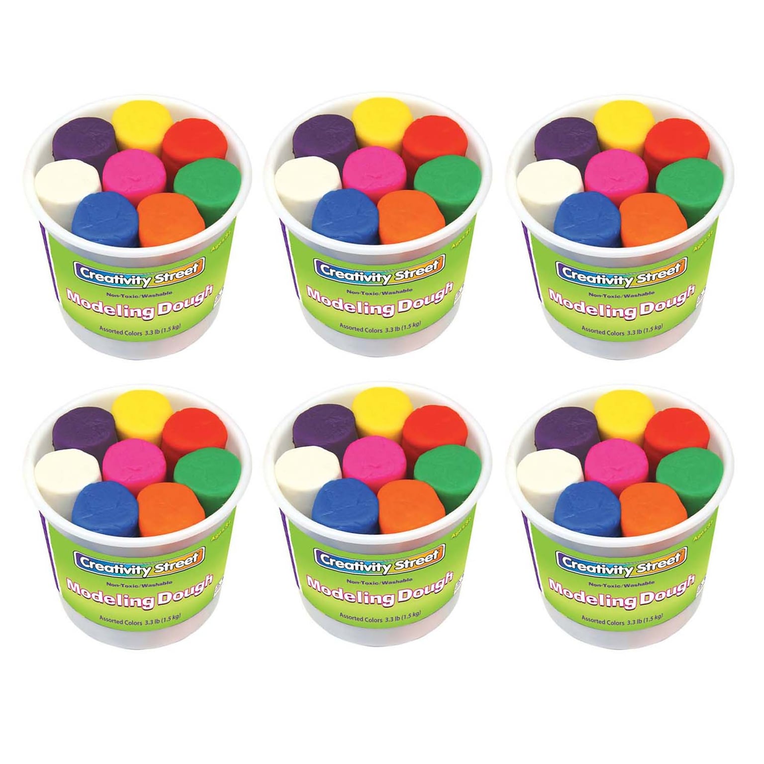 Creativity Street Modeling Dough, 8 Assorted Colors, 4 oz./Piece, 8 Pieces/Pack, 3 Packs (CK-4095-3)