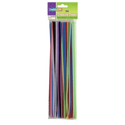 Creativity Street Regular Stems, Assorted Colors, 12" x 4 mm, 100 Pieces/Pack, 12 Packs (CK-711201-12)