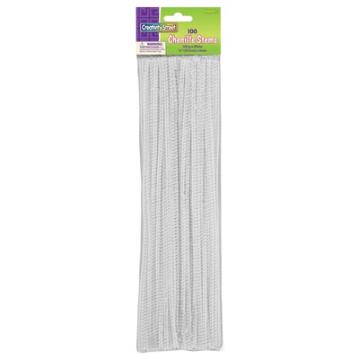 Creativity Street Regular Stems, White, 12 x 4 mm, 100/Pack, 12 Packs (CK-71122-12)