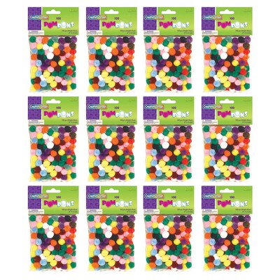 Creativity Street Pom Pons, Bright Hues Assortment, 0.5, 100 Pieces/Pack, 12 Packs (CK-811401-12)