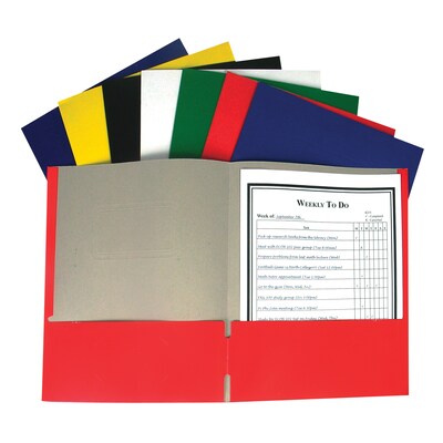 C-Line 75% Recycled Content, 2-Pocket Portfolio, Assorted Colors, Pack of 60 (CLI05300-60)