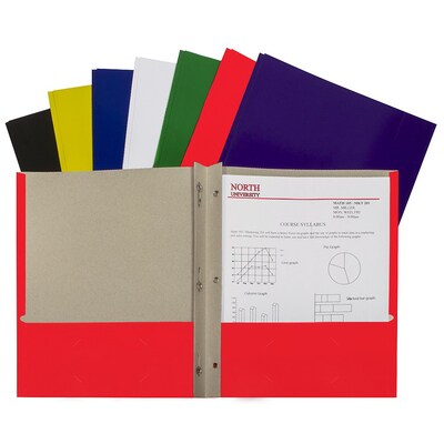 C-Line 75% Recycled Content, 2-Pocket Portfolio w/Fasteners, Assorted Colors, Pack of 48 (CLI05320-48)