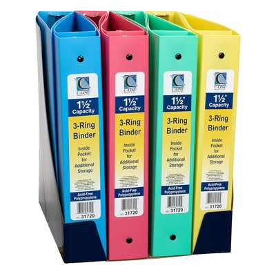 C-Line 3-Ring Binder, 1.5" Capacity, Assorted Colors, 3/Bundle (CLI31720-3)